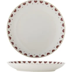 Bloomingville Jolly Teller, Rote Herzen, Steingut