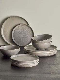 Bloomingville Kendra Geschirr-Set, Grau, Steingut