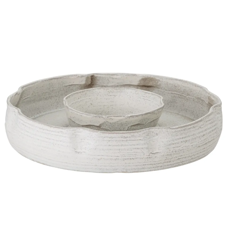 Bloomingville Leda Tablett aus Steingut, rund