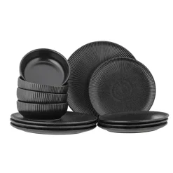 Bloomingville Neri Geschirrset, Schwarz, Steingut