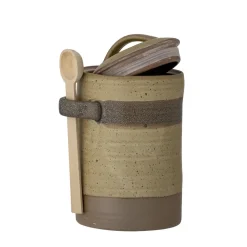 Bloomingville Solange Hohes Gefäß mit Löffel, Natur, Steingut