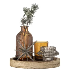 Bloomingville Weihnachtliches Sanga Tablett mit Teelichthaltern, rund