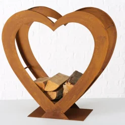 Boltze Kaminholzregal Tobias in Herzform, Edelrost