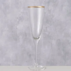 Boltze Sektglas Sofia lang mit Goldrand
