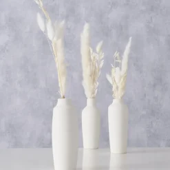 Boltze Vase Bianca mit Samtgras 3er