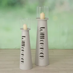 Boltze Windlicht Willkommen aus Eisen, 2er Set