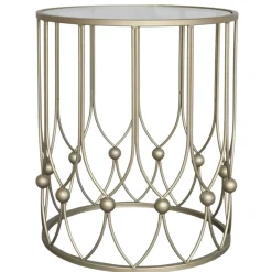 Chic Antique Beistelltisch mit Runder Glasplatte