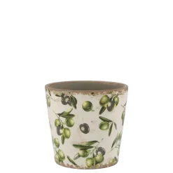 Chic Antique Übertopf Olive mit Olivenmuster