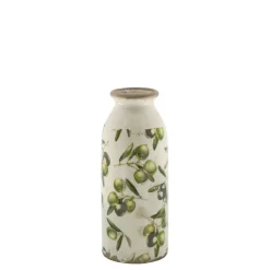 Chic Antique Deko Flasche Olive mit Olivenmuster