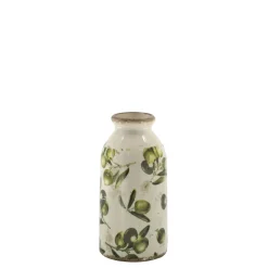 Chic Antique Deko Flasche Olive mit Olivenmuster