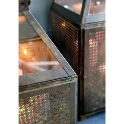 Chic Antique Eisen Laterne mit Glasdach