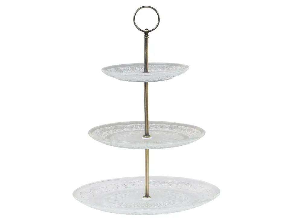 Chic Antique Etagere mit 3 Glastellern