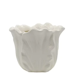 Chic Antique Fayence Blumentopf mit Blätter