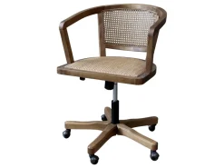 Chic Antique Französischer Bürostuhl mit Geflechtsitz