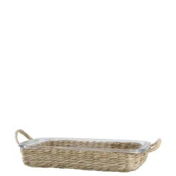 Chic Antique Glas Tablett mit geflochtenem Tablett, Auflaufform