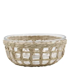 Chic Antique Glasschüssel mit Flechtkorb