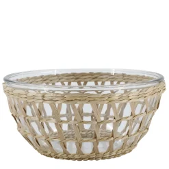 Chic Antique Glasschüssel mit Flechtkorb