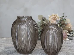 Chic Antique Glasvase mit Blattmuster