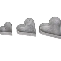 Chic Antique Herz Tablett 3er Set Zink-Look