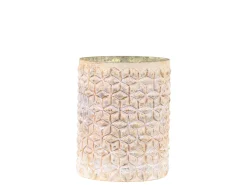 Chic Antique Hurricane Windlicht Gold mit Muster