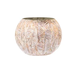 Chic Antique Hurricane Windlicht Gold mit Blattmuster