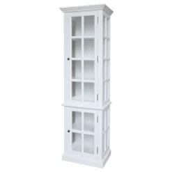 Chic Antique Landhaus Vitrinenschrank Marseille mit 2 Türen und Regalen