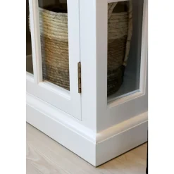 Chic Antique Landhaus Vitrinenschrank Marseille mit 4 Türen und 4 Schubladen