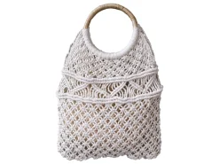 Chic Antique Netztasche gehäckelt mit Rattanhenkel