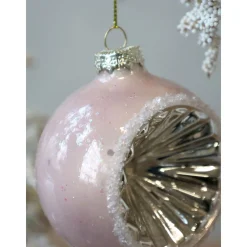 Chic Antique Rosa Weihnachtskugel aus Glas