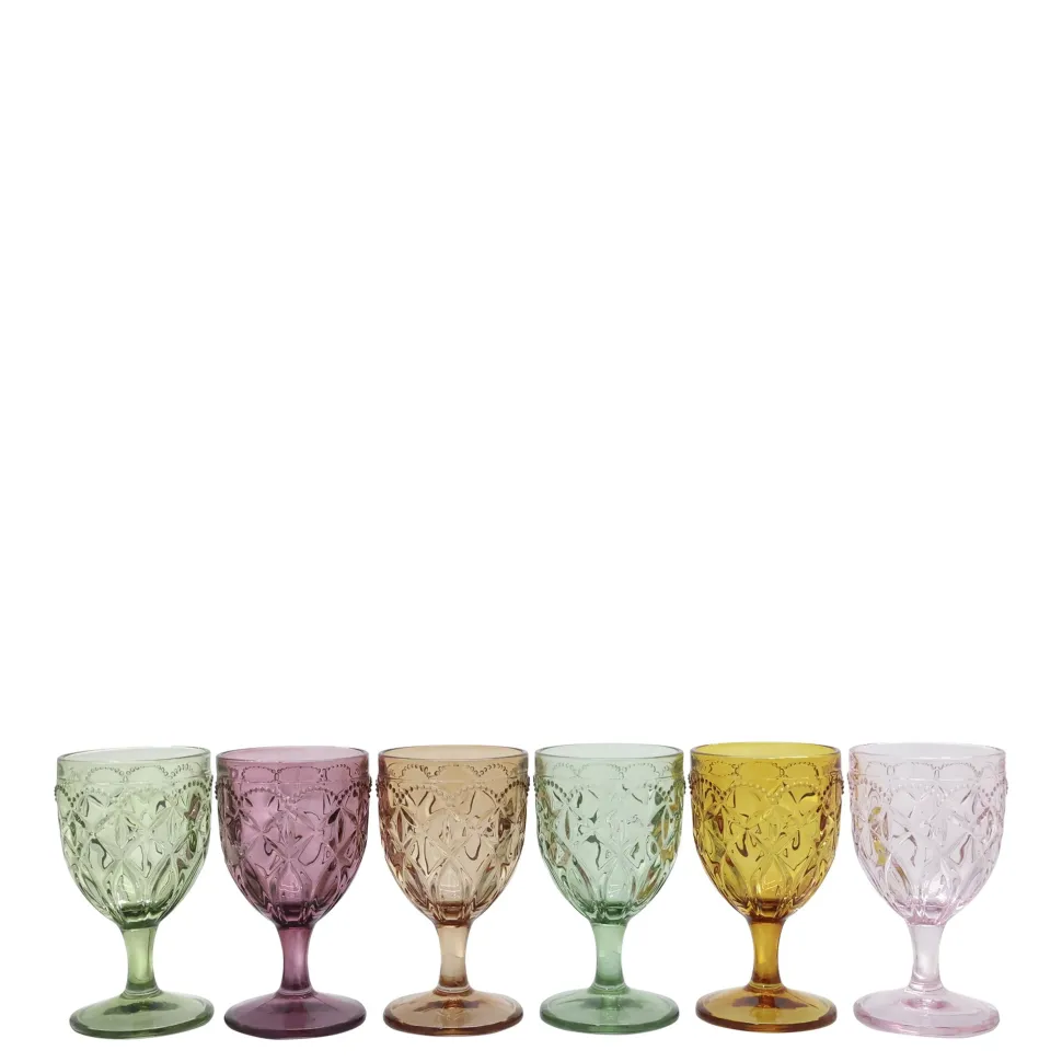 Chic Antique Saint-Émilion Weingläser mit Muster, 6 Farben