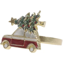 Chic Antique Serviettenring mit Auto und Weihnachtsbaum