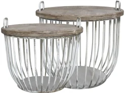 Chic Antique Shabby Sofatisch mit Holzdeckel 2er Set