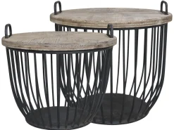 Chic Antique Shabby Sofatisch mit Holzdeckel 2er Set