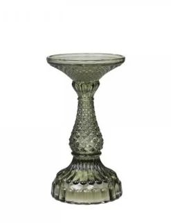 Chic Antique Stumpenkerzenständer mit Diamantschnitt olive