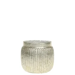 Chic Antique Teelichthalter mit Rillen in Silber