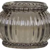 Chic Antique Teelichthalter mit Rillen & Perlenkante mokka