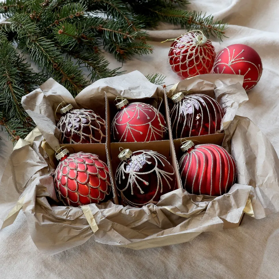 Chic Antique Weihnachtskugeln in einer Schachtel 6er-Set