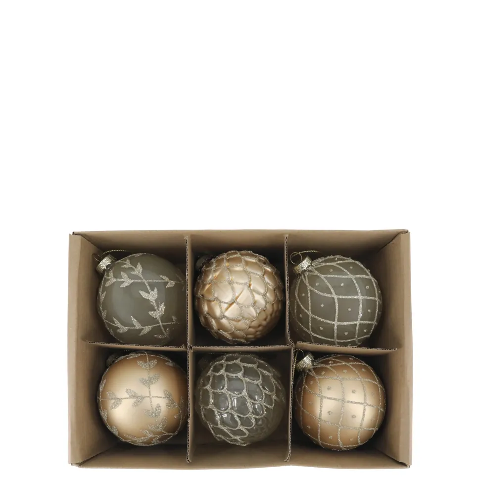 Chic Antique Weihnachtskugeln in einer Schachtel 6er-Set