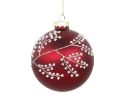 Chic Antique Weihnachtskugel mit Glitzer, rot