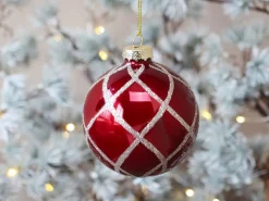Chic Antique Weihnachtskugel mit Glitzer, rot