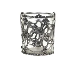 Chic Antique Windlicht mit Henkel und Lilienmuster