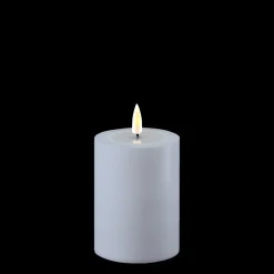 Deluxe Homeart LED Real Flame Outdoor Stumpenkerze staubig blau