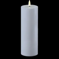 Deluxe Homeart LED Real Flame Outdoor Stumpenkerze staubig blau