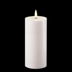 Deluxe Homeart LED Real Flame Outdoor Stumpenkerze weiß