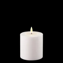 Deluxe Homeart LED Real Flame Outdoor Stumpenkerze weiß