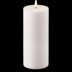 Deluxe Homeart LED Real Flame Outdoor Stumpenkerze weiß