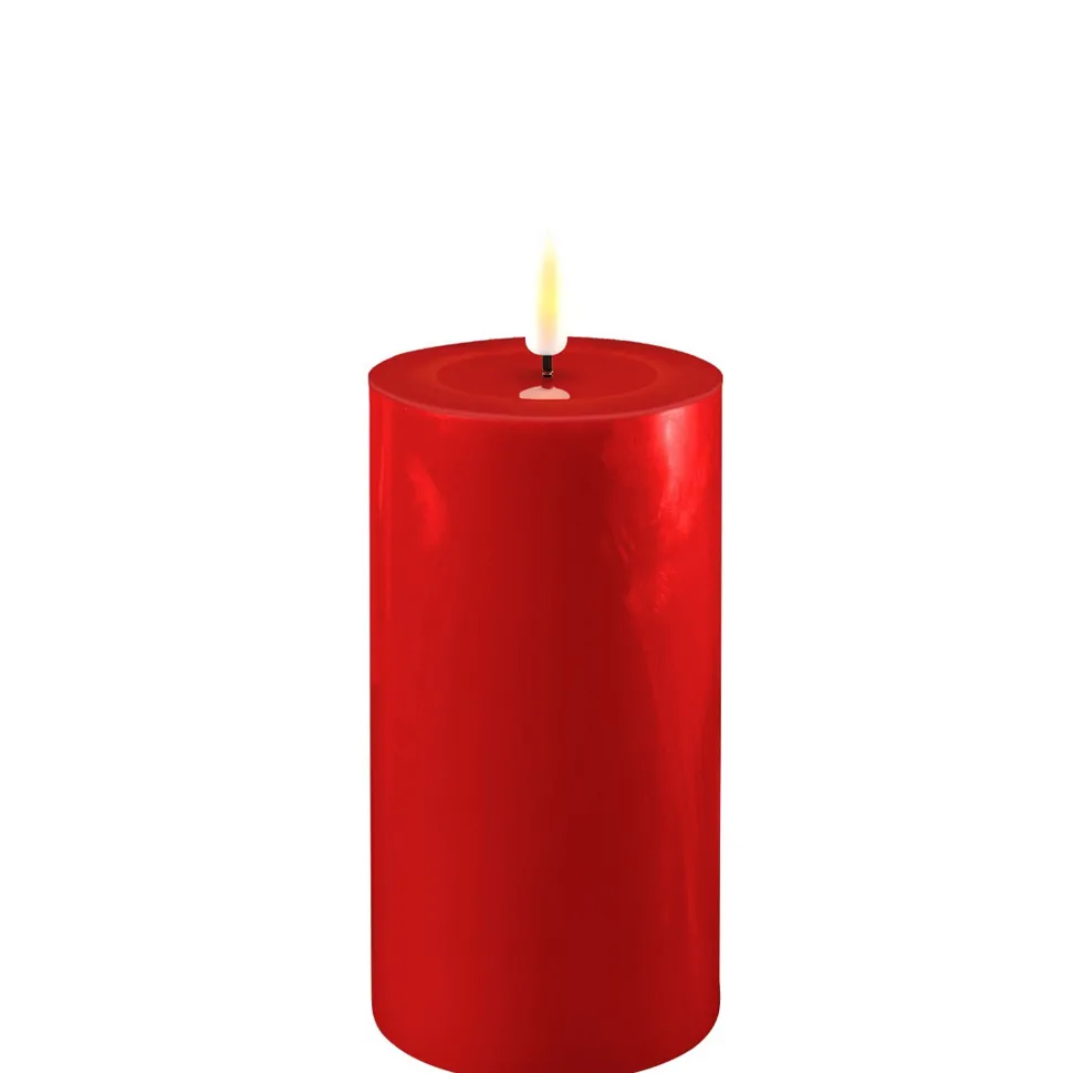 Deluxe Homeart LED Stumpenkerze Real Flame rot