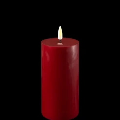 Deluxe Homeart LED Stumpenkerze Real Flame bordeaux