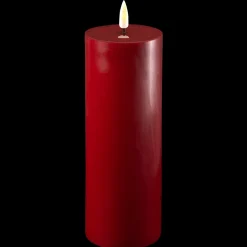 Deluxe Homeart LED Stumpenkerze Real Flame bordeaux