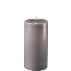 Deluxe Homeart LED Stumpenkerze Real Flame grau